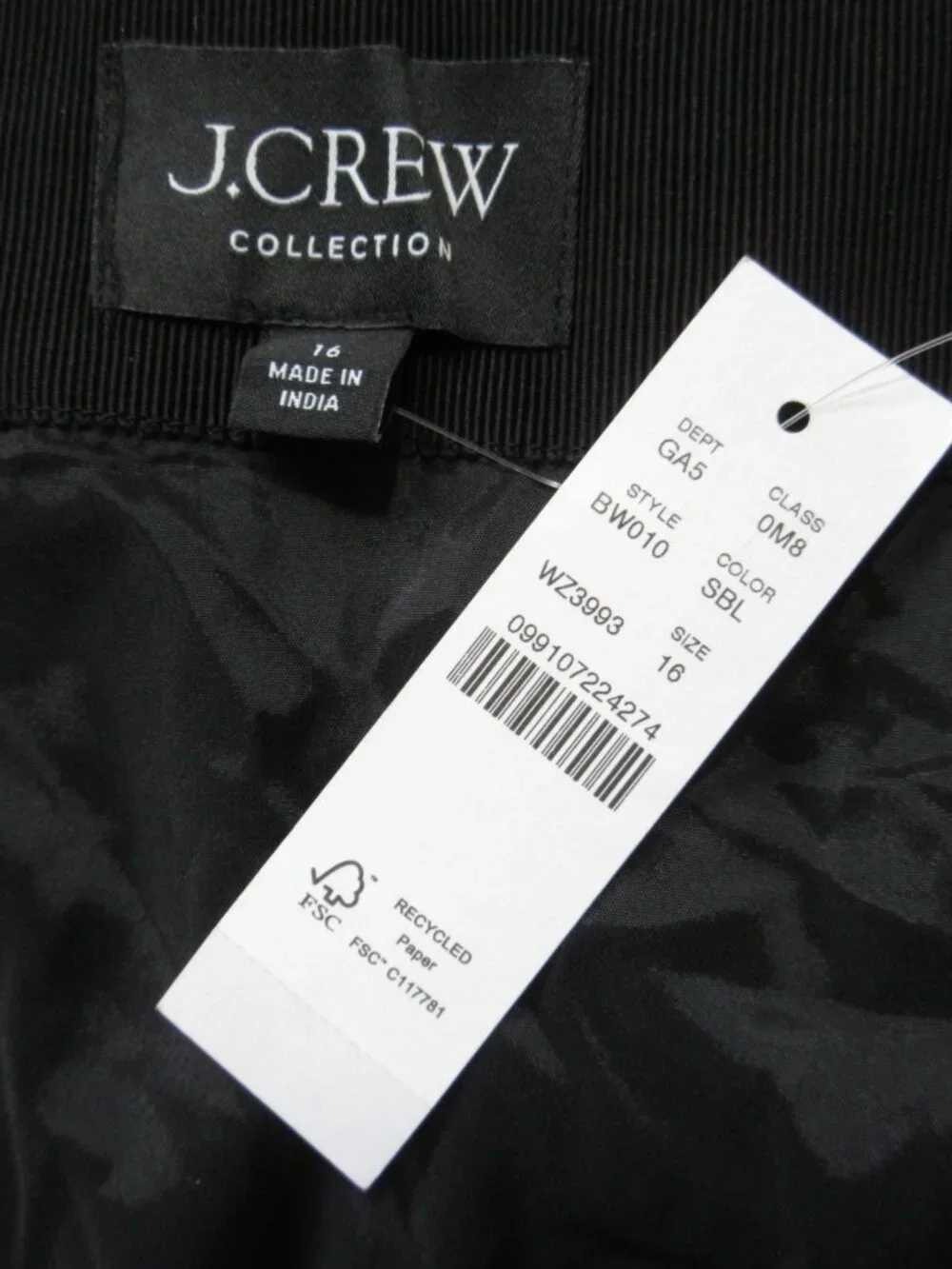 NWT J.Crew Collection Side-slit Rhinestone Maxi in Silver Black Skirt 16